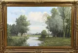 Willem Jacobus Alberts, Hollands landschap met koeien, Olieverf op linnen
