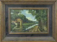 Monogram J.A., Oostsingel Delft, 1945, Olieverf op paneel