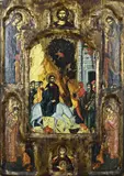 Intocht Jeruzalem by naar antiek voorbeeld Handgeschilderd Russisch ikoon, Olieverf op paneel, sold Jul 2023