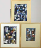 Drie werken van Eef de Weerd, Abstract/Figuratief, Gemengde techniek op papier