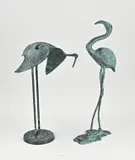 Twee bronzen flamingo's, H 51 cm.