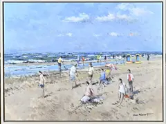 Pieter van Noort, Strandgezicht, Olieverf op linnen