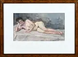 H. Bogman jr., Liggend vrouwelijk naakt, Aquarel op papier