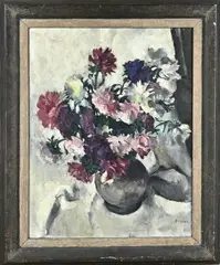 Betsy Dom, Vaas met bloemen, Olieverf op linnen