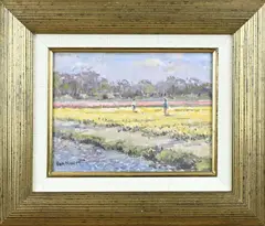 Pieter van Noort, Bloembollenveld Heemstede, Olieverf op paneel