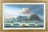 Fu Ming Ye, Havengezicht op Hong Kong, Olieverf op linnen