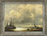 Gerard Nijland, Strandgezicht Katwijk, Olieverf op linnen