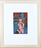 Guillaume van Beverloo Corneille, '82, Naakte dame met kat en duif, Litho op papier