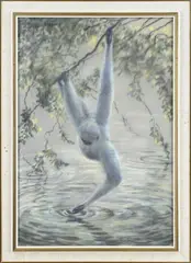Onduid. gesig., Slingeraap, Pastel op papier