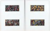 Twee dubbele werken van Eef de Weerd, Figuratief, Kleurrijke abstracte figuratieve voorstellingen op papier