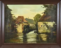 Frans Baayens, Watermolen Haaksbergen, Olieverf op linnen