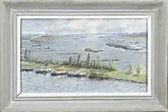 Wim v.d. Anker, Hollands riviergezicht, Olieverf op linnen