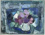 Len Landzaat, Vaas met bloemen, Olieverf op linnen