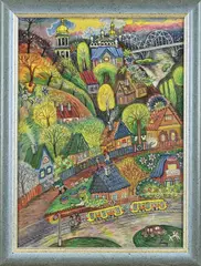 B. Ochwha, Russisch stadsgezicht, Olieverf op paneel