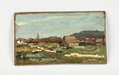 Joop Kroppf, Landschap met boerderij, Olieverf op paneel