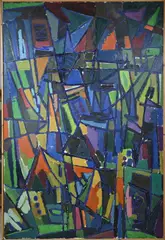 Zeer groot werk van Eef de Weerd, Abstract, Olieverf op linnen