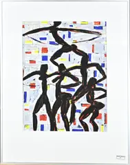 Alphons Freijmuth, Afrikaanse acrobaten, Aquarel op papier