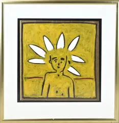 Bart Drost, Figuur met hoofdtooi, 1994, Gouache op papier
