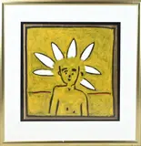 Bart Drost, Figuur met hoofdtooi, 1994, Gouache op papier