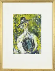 Monogram A.B., Man met hoed, Olieverf op papier