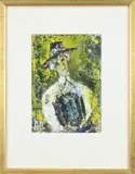 Monogram A.B., Man met hoed, Olieverf op papier