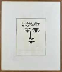 A. la Jeunesse, Gezicht met tekst, Lithografie Picasso