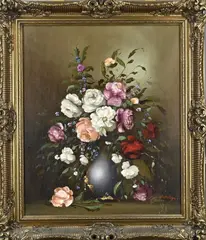 L. Balwijk, Bloemstilleven, Olieverf op linnen