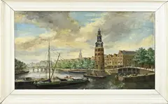 Hans Lenteman, Montelbaanstoren Amsterdam, Olieverf op linnen