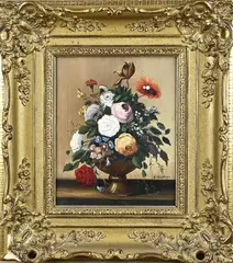 A. Manteau, Vaas met bloemen, Olieverf op paneel