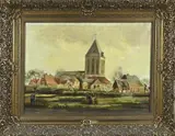 Jaap van Kregten, Twents dorpsgezicht, Olieverf op linnen
