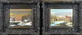 2x Kaiser, Romantisch zomer + winterlandschap, Olieverf op paneel