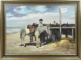 Jan van der Horst, Strandgezicht met figuur en ezels, Olieverf op linnen