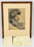 Herman Kruyder, Portret man met hoed, Gemengde techniek op papier