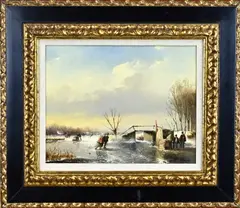 Fred Arends, Hollandse ijspret, Olieverf op paneel