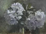 Johanna Lary, Glazen vaas met bloemen, Olieverf op linnen