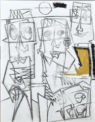 Eef de Weerd, Twee abstracte figuren, Olieverf op linnen