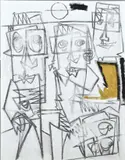 Eef de Weerd, Twee abstracte figuren, Olieverf op linnen