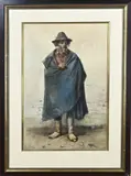 Man met hoed, baard en cape by J. Saulson of J. Paulson, Aquarel op papier, sold Jan 2023