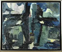 Bob Stork Damen, Abstracte compositie, Olieverf op linnen