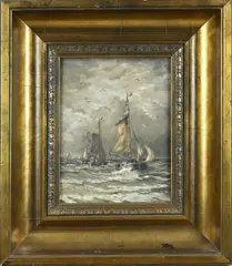Kees Broos, Hollandse bomschuiten, Olieverf op linnen