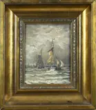 Kees Broos, Hollandse bomschuiten, Olieverf op linnen