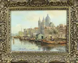 Henk Welther, Stadsgezicht St. Nicolaas, Olieverf op linnen