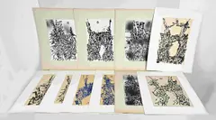 Tien werken van Eef de Weerd, 10x Abstract, Abstracte composities op papier