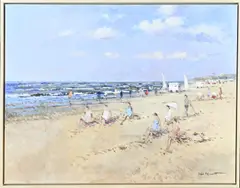 Pieter van Noort, Strandgezicht, Olieverf op linnen