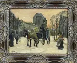 Onduid. gesig., Winters stadsgezicht, Winters stadsgezicht met koets en figuren