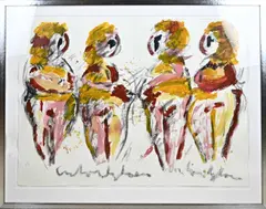 Vier vrouwen by Groot werk van Anton Heyboer, Gemengde techniek op papier, sold Jan 2023