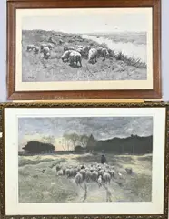 Anton Mauve, 2x Schapen, Twee etsen