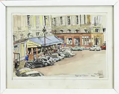 Pol Dom, Stadsgezicht Parijs, Aquarel op papier