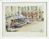 Pol Dom, Stadsgezicht Parijs, Aquarel op papier