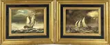 John Fecit, 2x Zeegezicht met boten, Olieverf op paneel